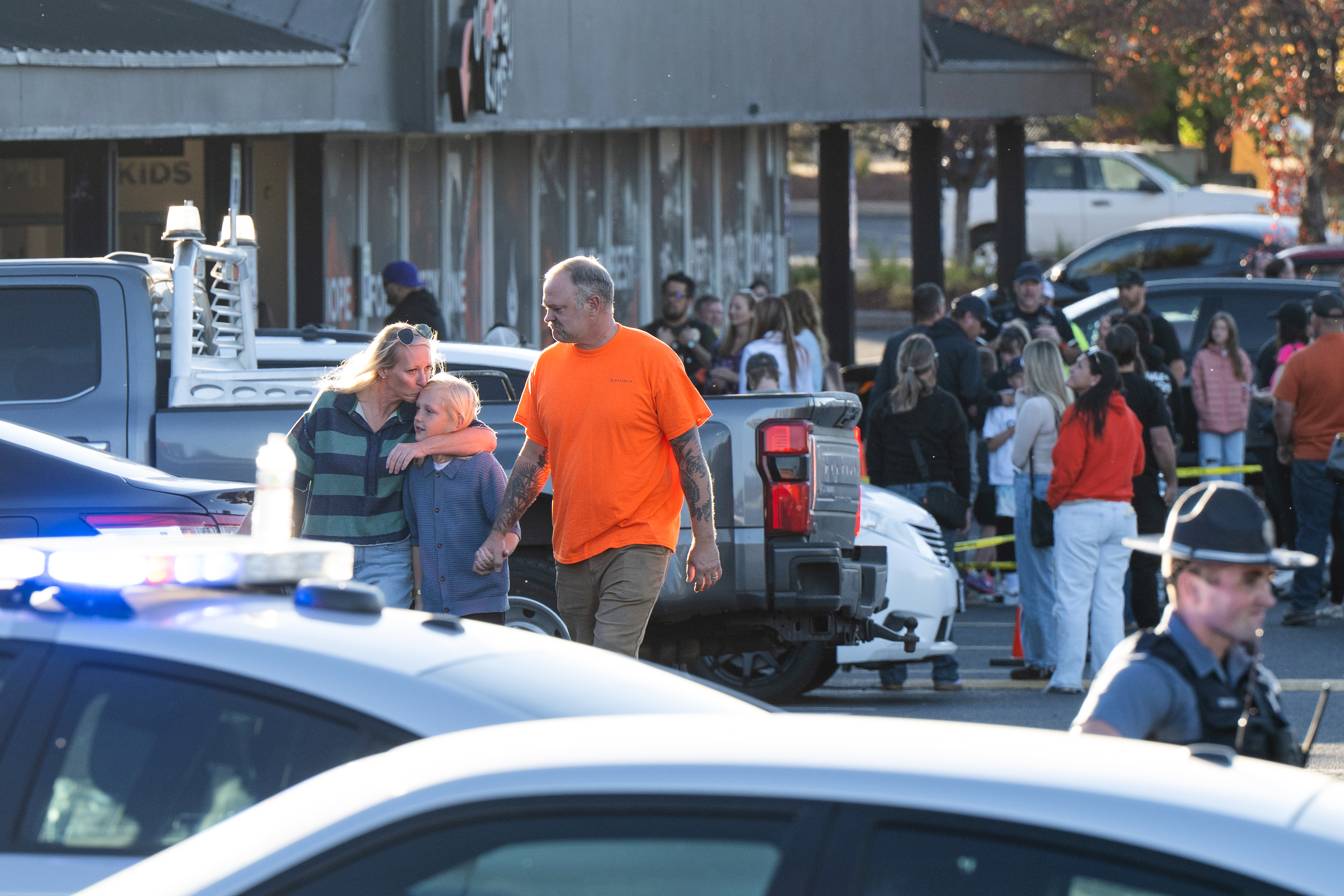 Children reunited with family after the shooting at Silver Rail Elementary School.