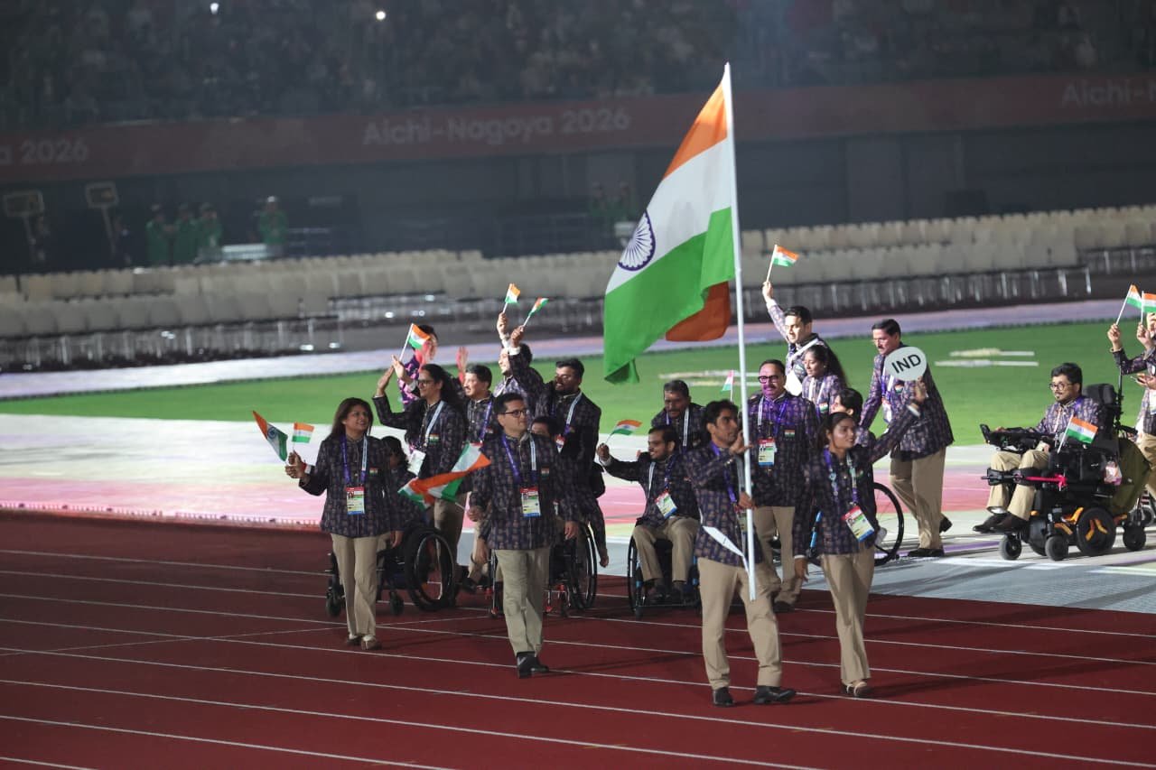 ઓપનિંગ સેરેમની દરમિયાન ભારતીય દળ.