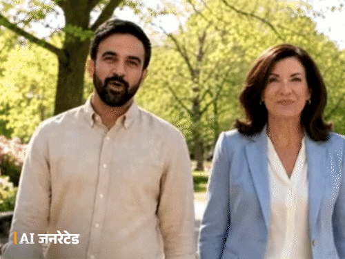 न्यूयॉर्क के मेयर जोहरान ममदानी और गवर्नर कैथी होचुल को दिखाने वाला यह विज्ञापन AI से बनाया गया था। इसे रिपब्लिकन उम्मीदवार ब्रूस ब्लेकमैन के चुनाव अभियान के दौरान तैयार किया गया था।