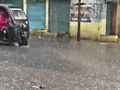 उत्तर-पूर्वी मानसून की सक्रियता के कारण तमिलनाडु के कई हिस्सों में तेज बारिश हो रही है। तस्वीर तिरुपत्तूर की है।