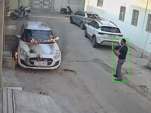 The accused made the video after burning the car.