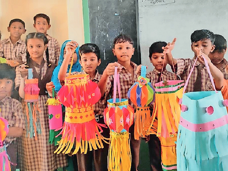 विद्यार्थ्यांनी गरजूंसाठी तयार केले आकर्षक आकाशकंदील Students made