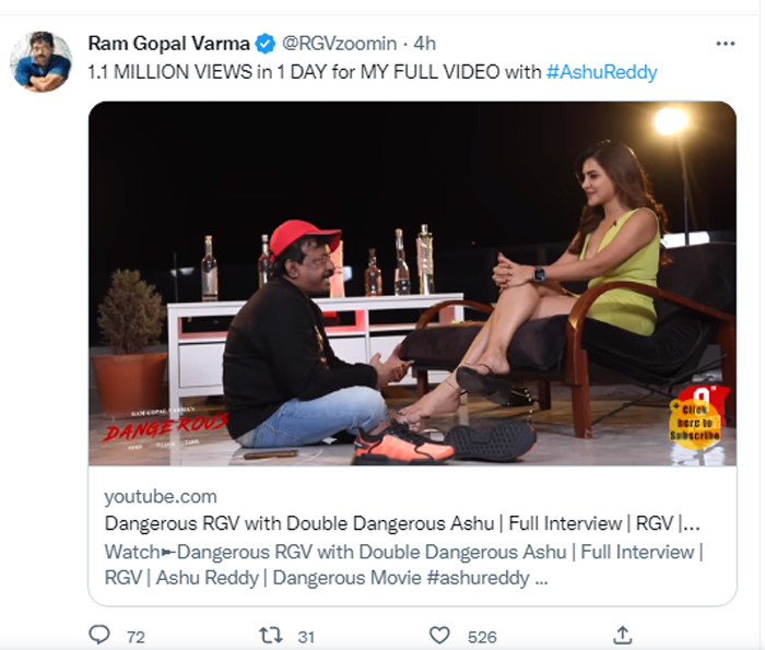 Ashu Reddy Rgv Ram Gopal Varma Reacts On Ashu Reddy Video Ashu Reddy