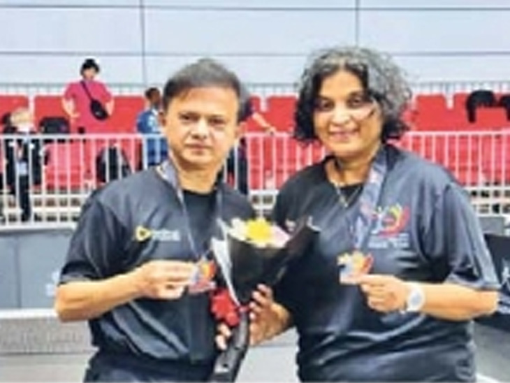 Tabletennis Maharashtra's ManishShilpa won the bronze medal टेबल