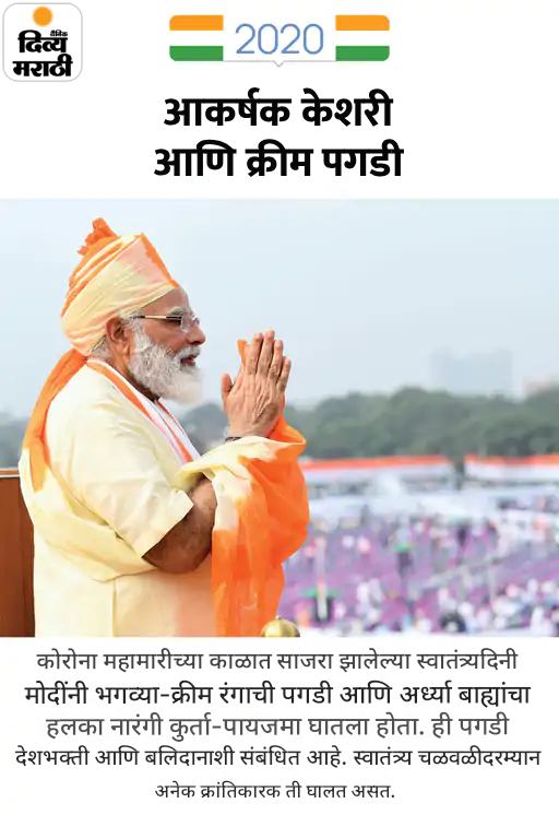 मोदींनी चौथ्यांदा घातली भगवी पगडी: भगव्या जॅकेटसह तिरंगी बॉर्डरचा गमछा, 12 वर्षांत असा होता पंतप्रधानांचा स्वातंत्र्यदिनाचा पेहराव मोदींनी चौथ्यांदा घातली भगवी पगडी: भगव्या जॅकेटसह तिरंगी बॉर्डरचा गमछा, 12 वर्षांत असा होता पंतप्रधानांचा स्वातंत्र्यदिनाचा पेहराव