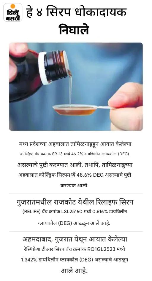 विषारी कफ सिरपमुळे आणखी एका मुलीचा मृत्यू: मध्यप्रदेशात मृतांची संख्या 17 वर पोहोचली; एसआयटी चौकशी करणार
