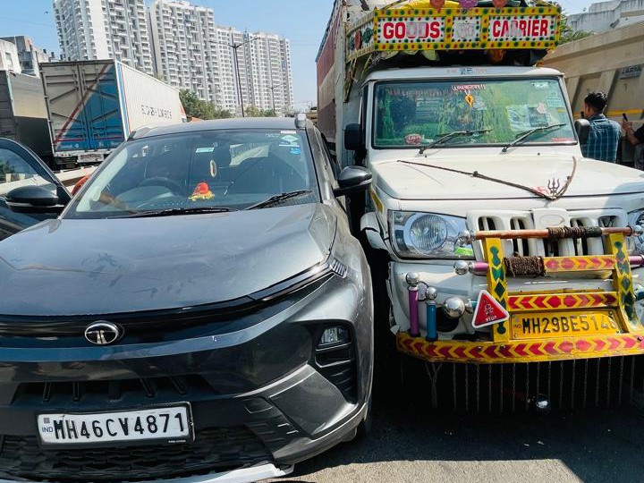 Pune Navale Bridge Container Crash Damages Vehicles; Separate Bike ...