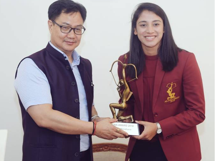 Indian Opener Smriti Mandhana Honored With The Arjuna Award Indian Opener Smriti Mandhana Honored With The Arjuna Award