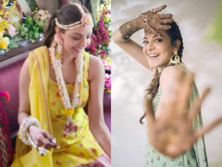 હલ્દી તથા મહેંદી સેરેમનીમાં કાજલ