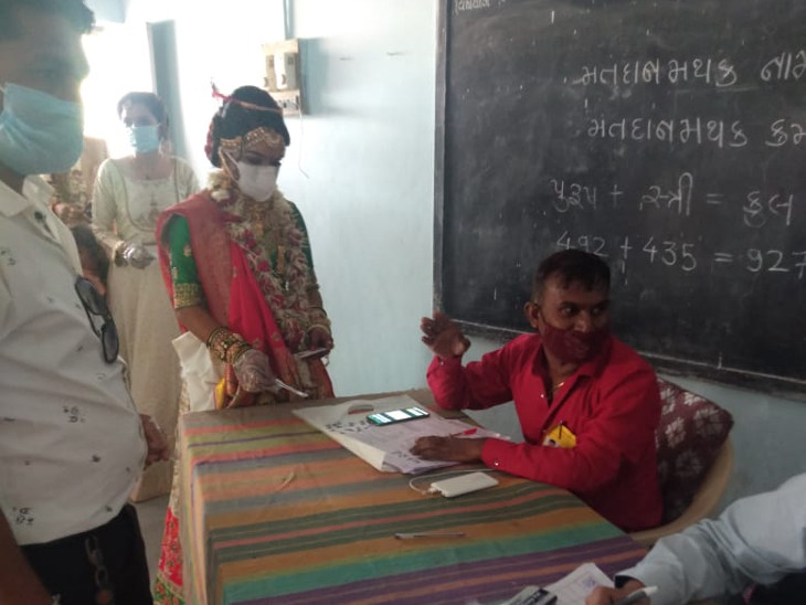 મોરબીમાં લગ્ન પહેલા યુવતીએ મતદાન કર્યુ