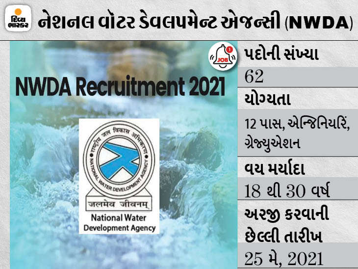 NWDAએ ક્લર્ક અને સ્ટેનોગ્રાફર સહિતના 62 પદો પર ભરતી જાહેર કરી, 25 મે સુધી અરજી કરી શકાશે|યુટિલિટી,Utility - Divya Bhaskar