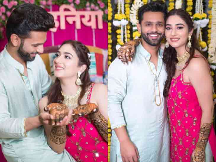 मेहंदी सेरेमनी में राहुल-दिशा