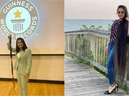 US athlete cuts 6-ft-long hair after 17 years; donates it to charity | અમેરિકામાં યુવતીએ 6 ફૂટ લાંબા વાળ ચેરિટીને ડોનેટ કરી ગિનિસ વર્લ્ડ રેકોર્ડ બનાવ્યો, છેલ્લા 17 વર્ષથી હેર કટ નહોતા કરાવ્યાં - Vimarsana News
