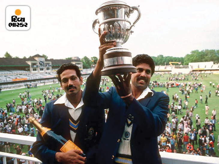ટ્રોફીની સાથે કપિલ દેવ અને મોહિન્દર અમરનાથ.