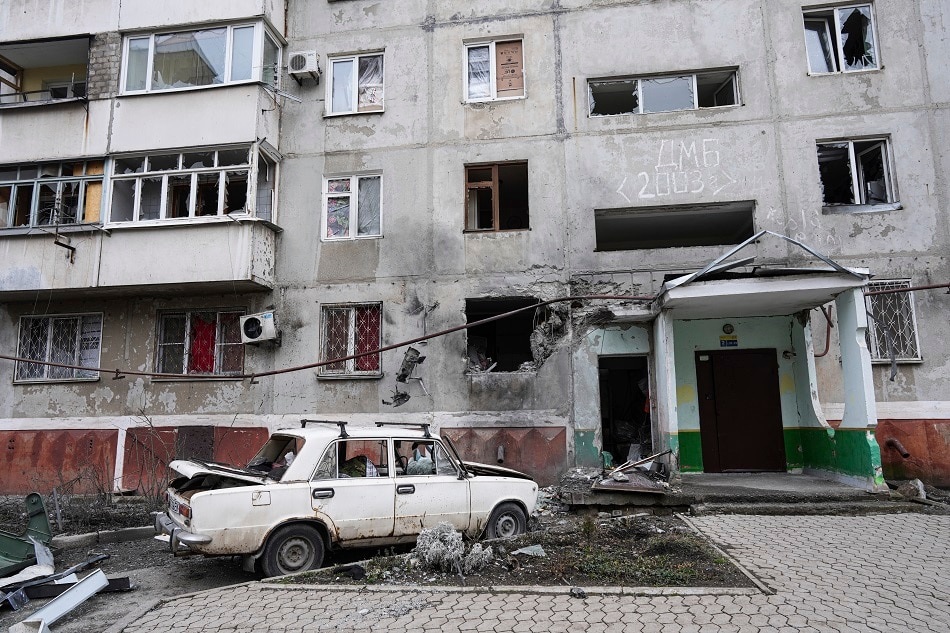 Many buildings in Kiev, Ukraine, have been severely damaged.