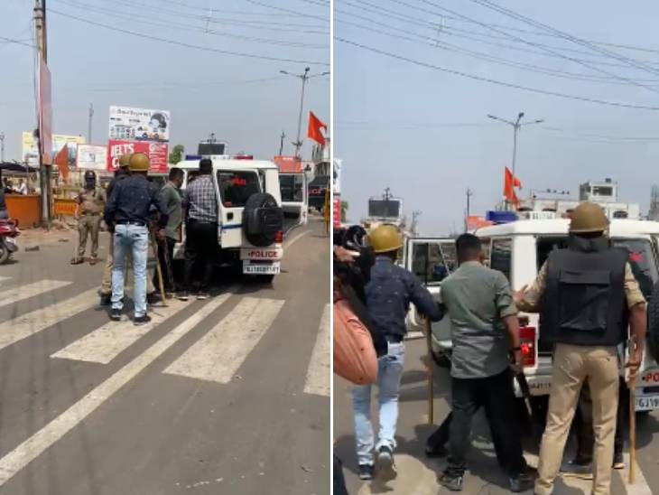 પોલીસ શકમંદ લોકોની અટકાયત કરી રહી છે.