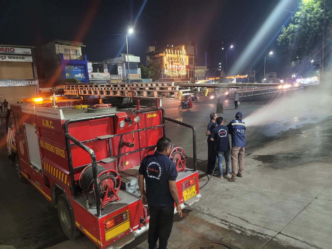 The fire brigade was running all night.As many as 88 fire incidents in  Ahmedabad on Diwali night; Fierce fire on 11th floor of flat in Bhopal due  to rocket fire; Fire in