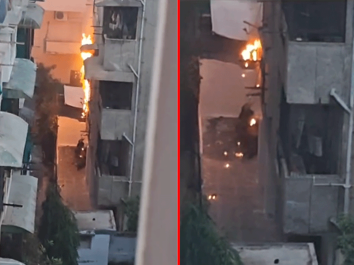 Gas cylinder leaks in flat in Khokhra, one person suffers minor injuries,  fire brigade team douses the fire | અમદાવાદમાં વહેલી સવારે ભીષણ આગ: પાણી  ગરમ કરવા ગેસ ચાલુ કરતાં જ આગ