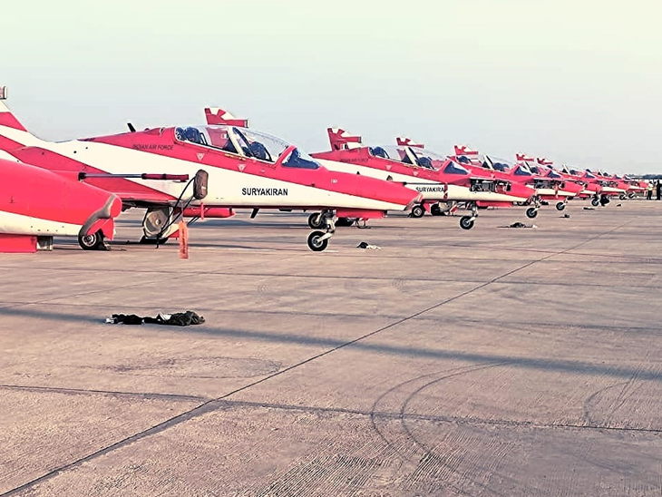 Suryakiran team rehearses in Surat, 9 fighter planes take off, airshow