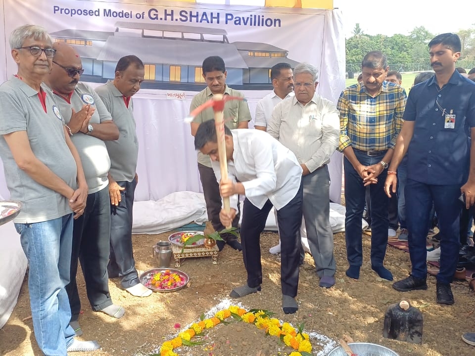 Inauguration of cricket ground by Harsh Sanghvi in the prepared sports