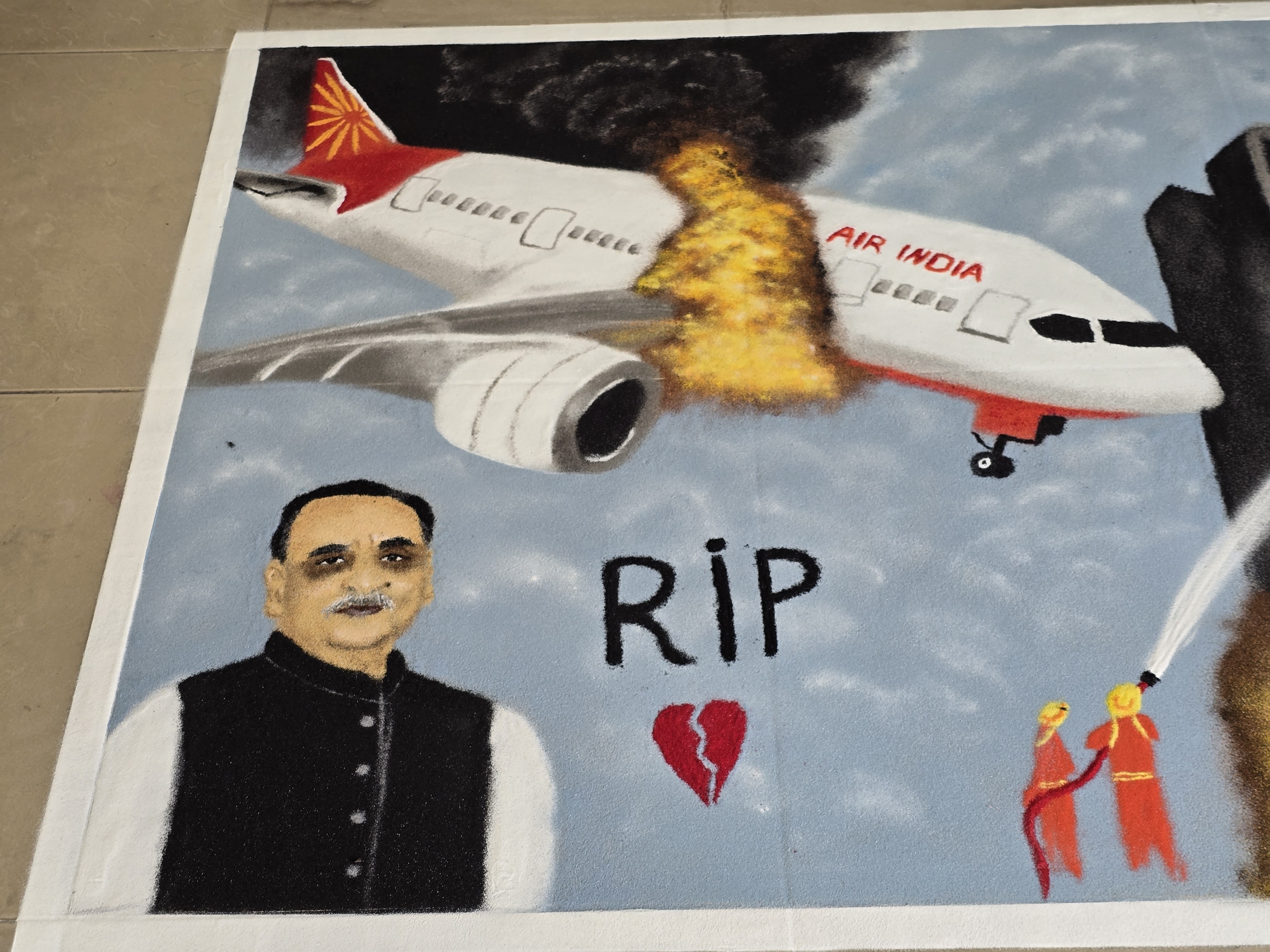 Gondal Rishabh Tala Rangoli Tribute Ahmedabad Plane Crash Death