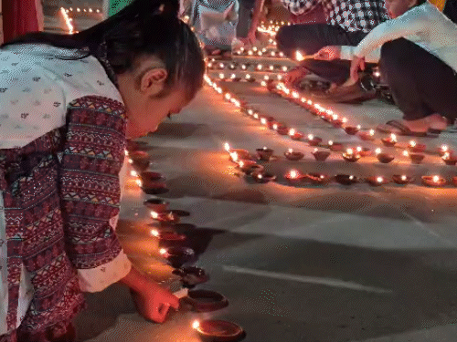 Operation Rangoli 11000 Lamps Rangoli Celebrates Diwali Operation Sindoor RSS 100 Years ...