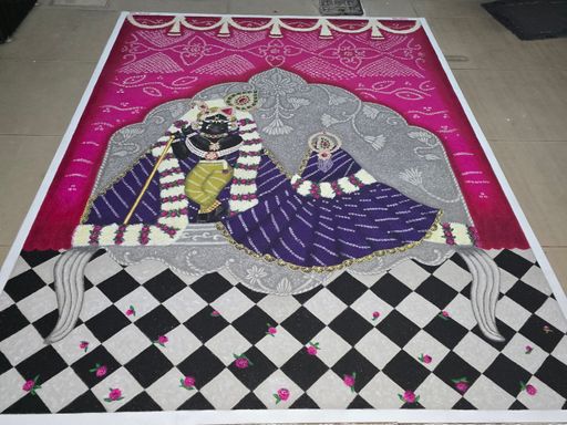 Gondal Rishabh Tala Creates Huge 8x6 Feet Radha Raman Rangoli For ...