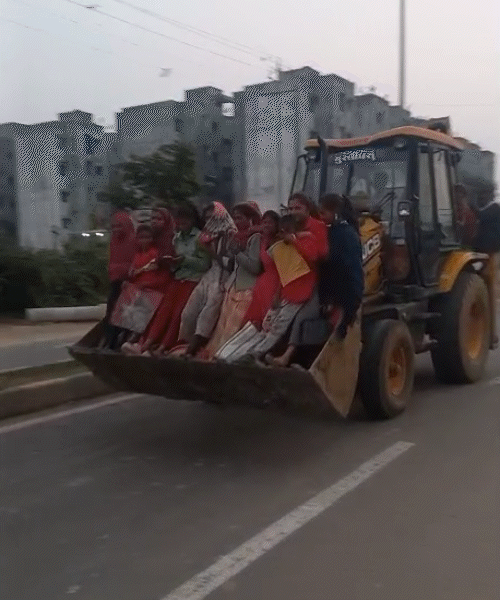 Jcb Risky Vadodara JCB Workers Risk Life in Dangerous Ride; Video Viral
