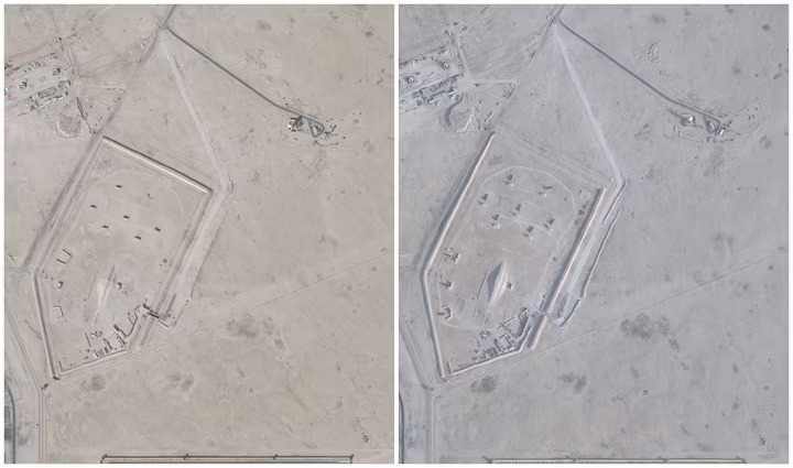 આ તસવીર કતારના અલ ઉદેદ એરબેઝની છે. ડાબી તસવીર 17 જાન્યુઆરીની છે અને જમણી તસવીર 1 ફેબ્રુઆરીની છે. તેમાં સ્પષ્ટ જોઈ શકાય છે કે અમેરિકાએ આ ઠેકાણામાં MIM-104 એર ડિફેન્સ સિસ્ટમ મૂકી છે.