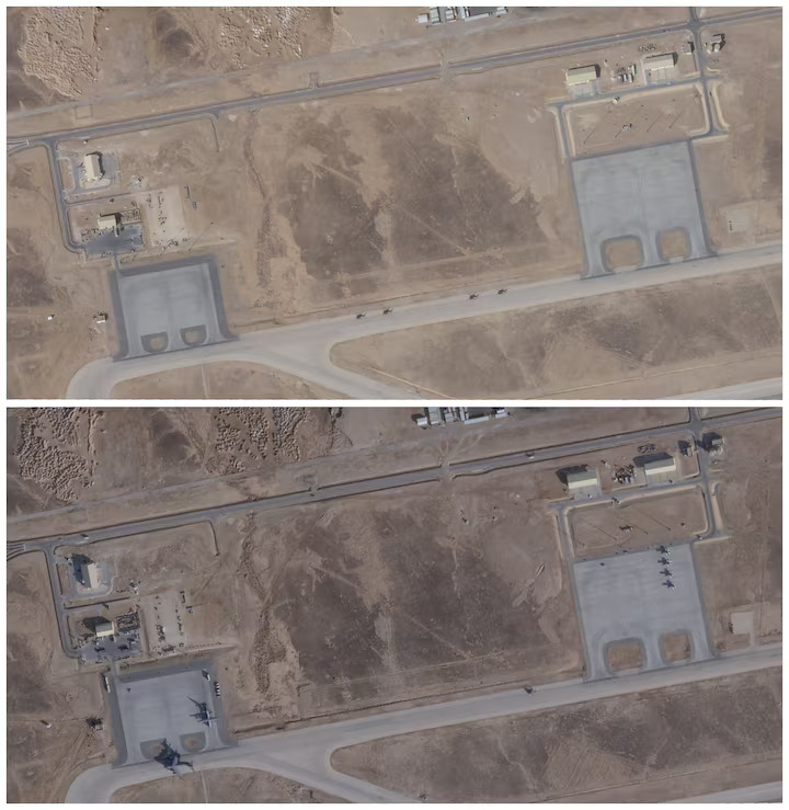 આ જોર્ડનના અલ અઝરાક શહેર પાસે આવેલું મુઅફક્ક સાઈતી એરબેઝ. ઉપરની તસવીર 25 જાન્યુઆરી 2026ની છે અને નીચેની તસવીર 2 ફેબ્રુઆરી 2026ની છે. તેમાં સ્પષ્ટ જોઈ શકાય છે કે અમેરિકા ટેન્ક અને ફાઈટર જેટની સંખ્યા વધારી રહ્યું છે.