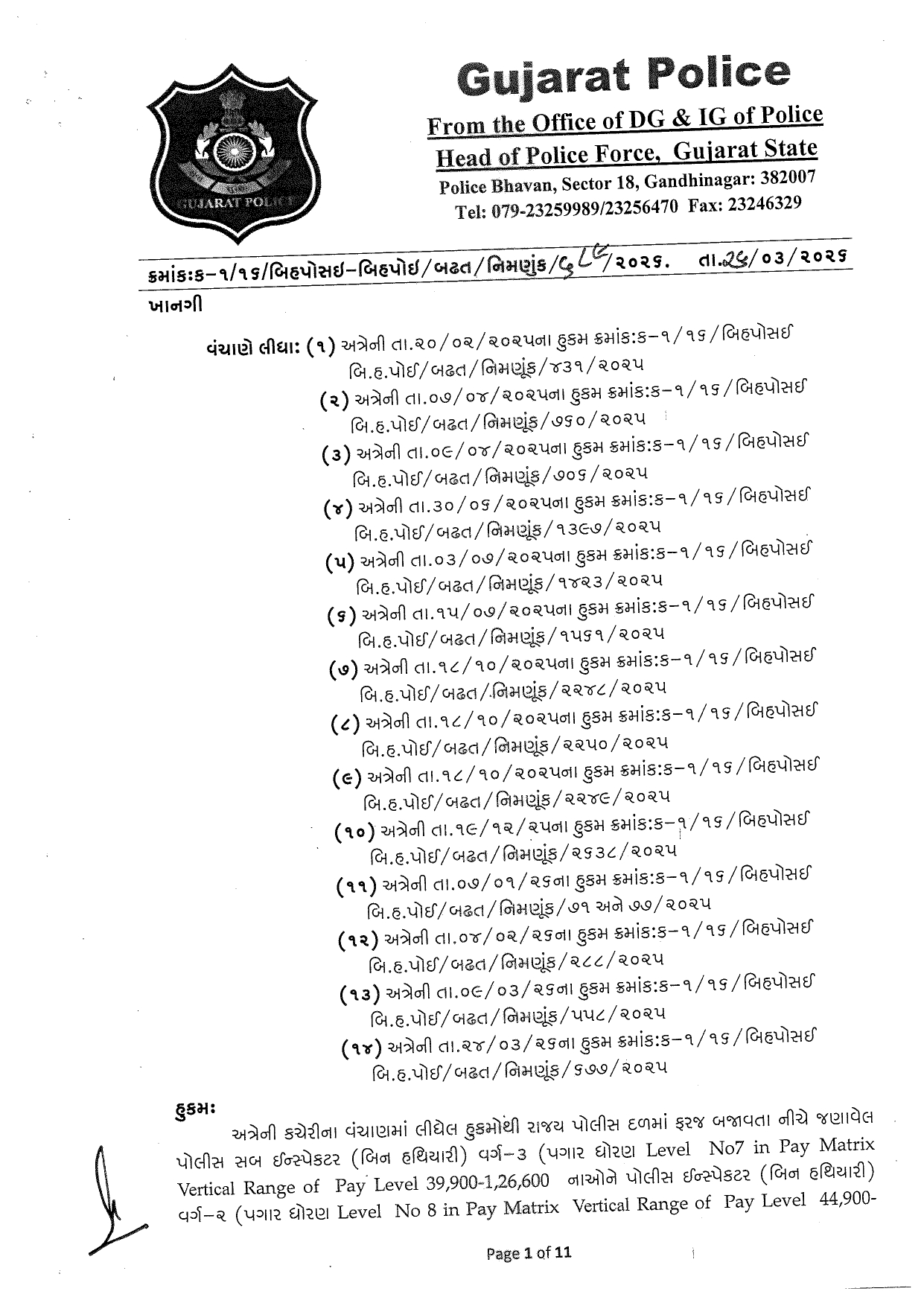Gujarat Police Transfers