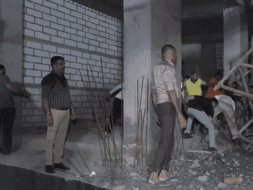 Gandhinagar Kudasan Construction Site Crane Collapse; Workers Trapped
