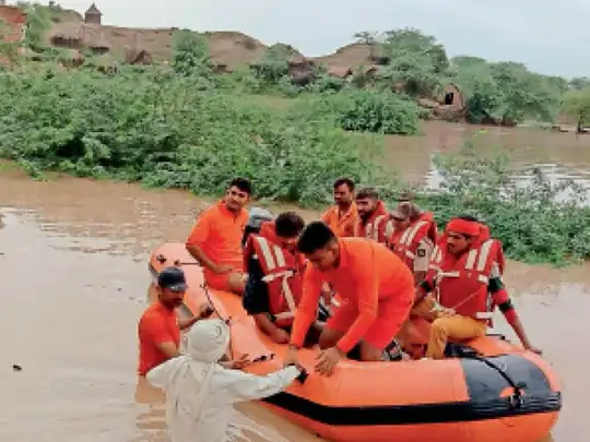 चंबल उतार पर, अब 1.20 मीटर कम हुआ पानी: 100 से ज्यादा गांव-ढाणियां अभी भी बाढ़ में घिरी हैं, ग्रामीणों ने बीहड़ों में बनाए आशियाने